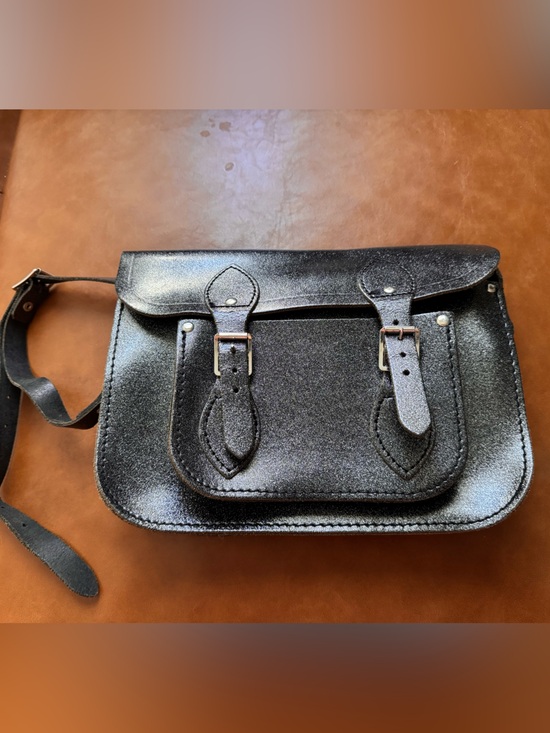 The Cambridge Satchel Company Handbags - The Cambridge Satchel Company Metallic Black Leather Crossbody
